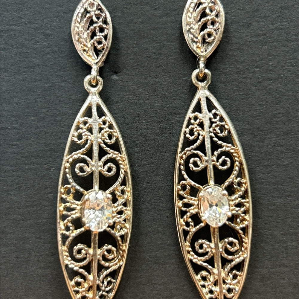 Elegant Silver 925 Filigree Drop Earrings